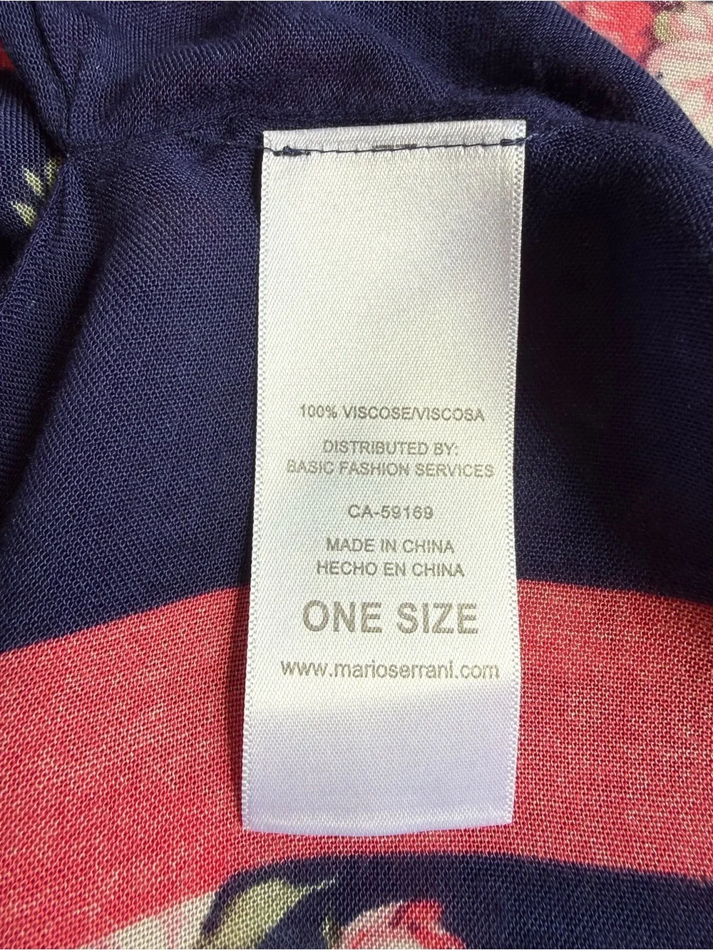 Mario Serrani Navy Floral Kimono with Coral Trim